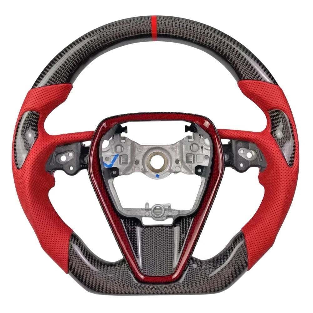 TOYOTA Camry  (2013-2024)- Carbon Fiber+ Red Leather Steering Wheel