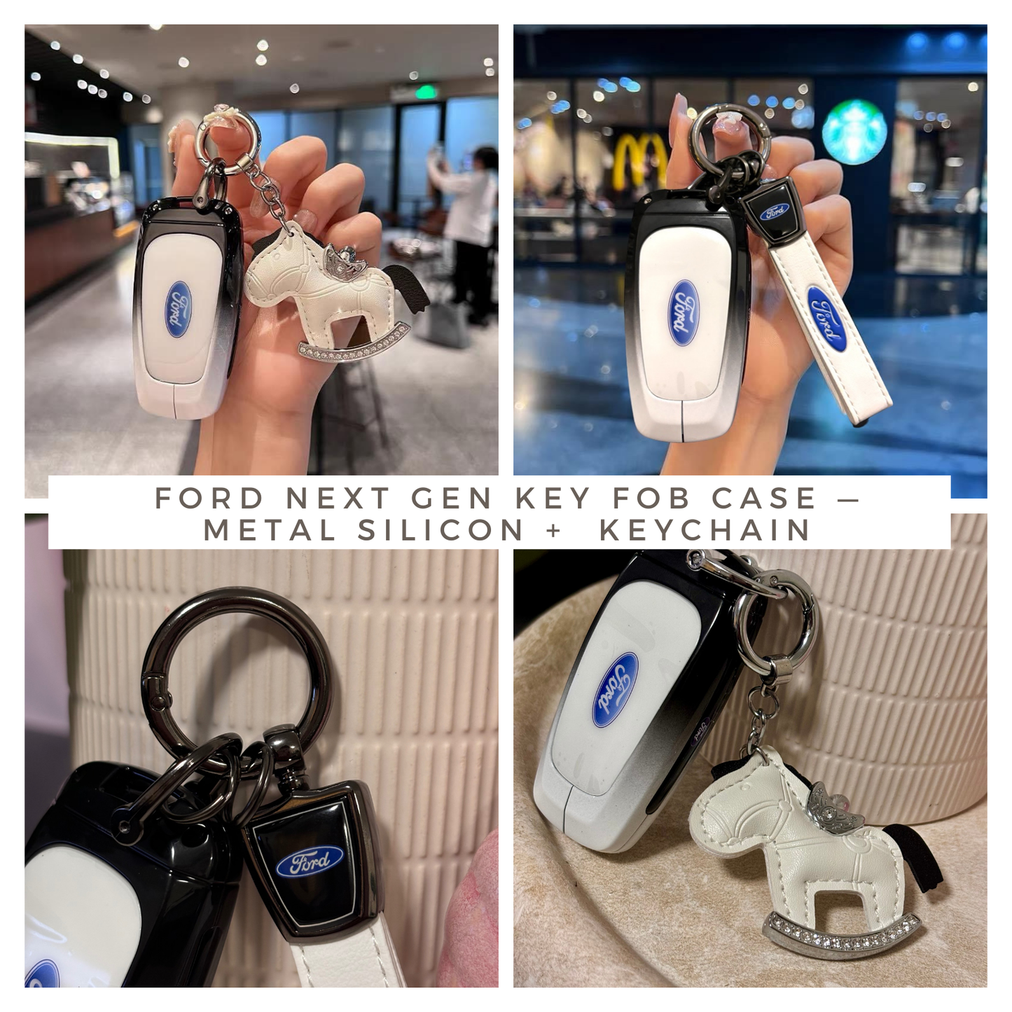 Ford Next Generation  Key Fob Case — Metal Silicon +  Keychain/Pony