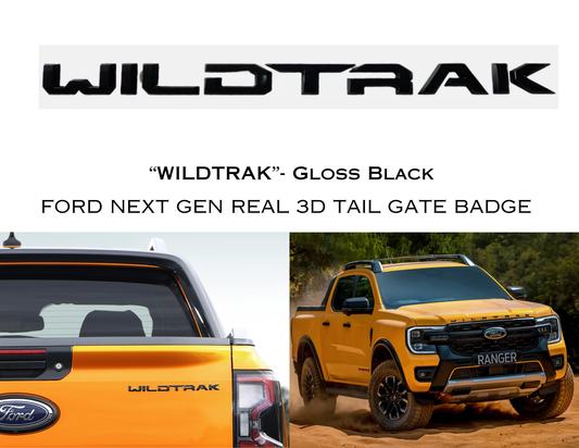 INSIGNIA 3D REAL PARA PORTON TRASERO DE FORD NEXT GEN - “WILDTRAK” - Negro brillante