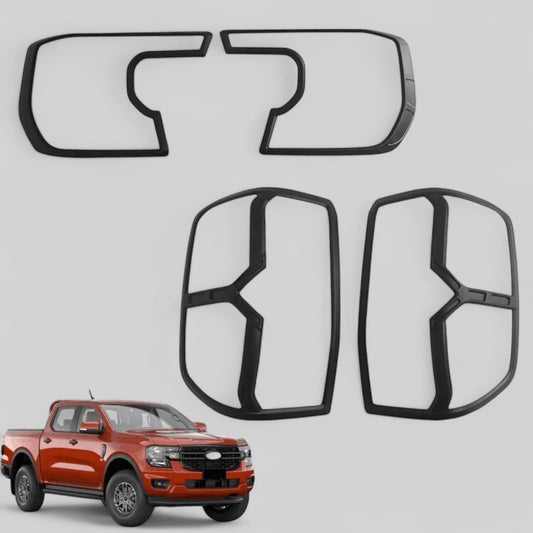 Matte Black Headlight & Tail Light Trim for Ford Ranger XL XLS  (2022+)