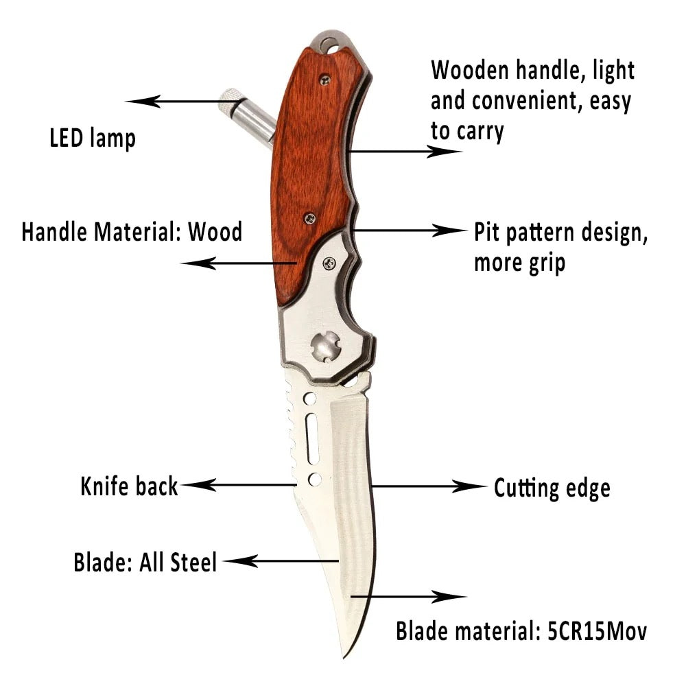 TALON Camping Pocket Knife- Falcon (with LED lamp)