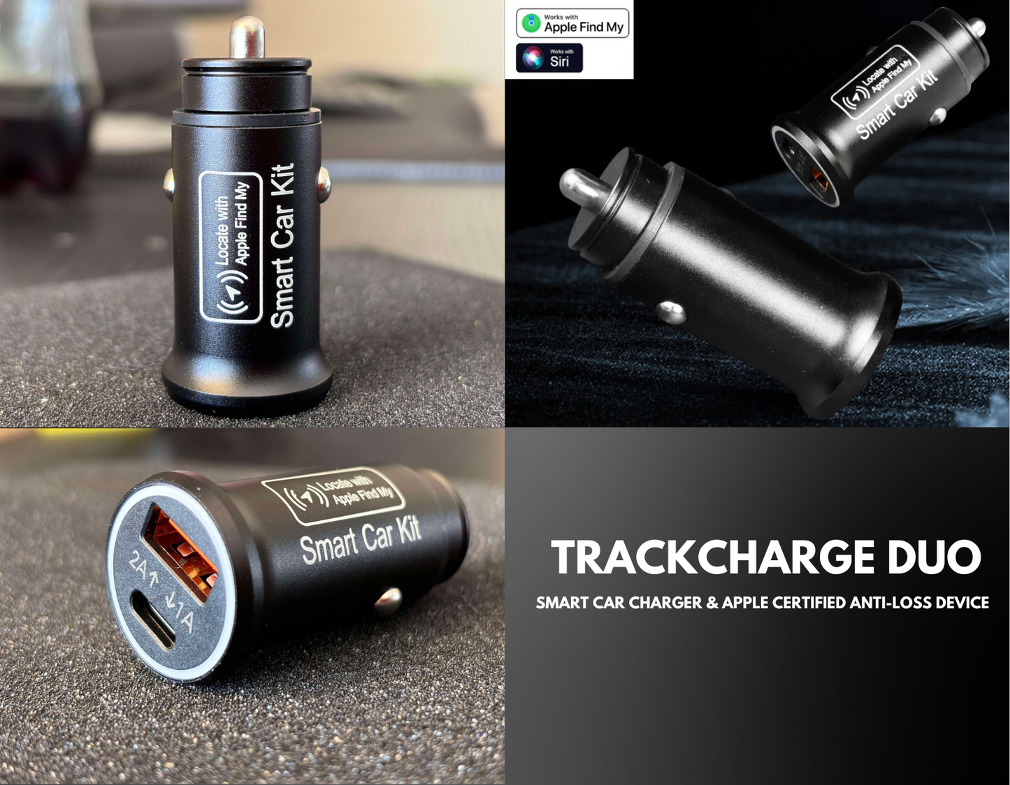 TrackCharge Duo - Smart Car Charger & Apple Certified Anti-Loss Device