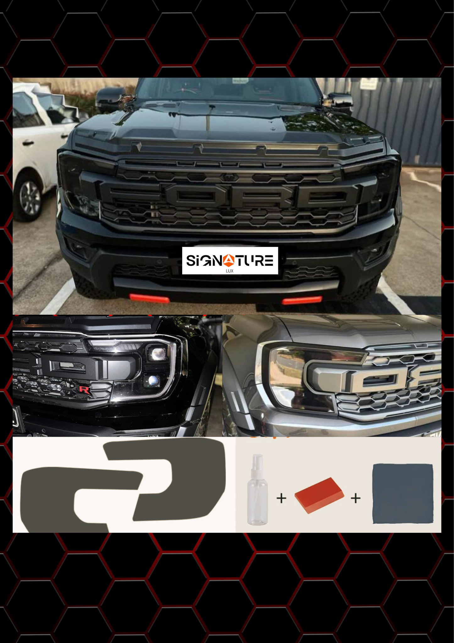 Ford Next Generation Ranger, Raptor, Everest  Headlight Protective Film 2022+- "Smoked Black"