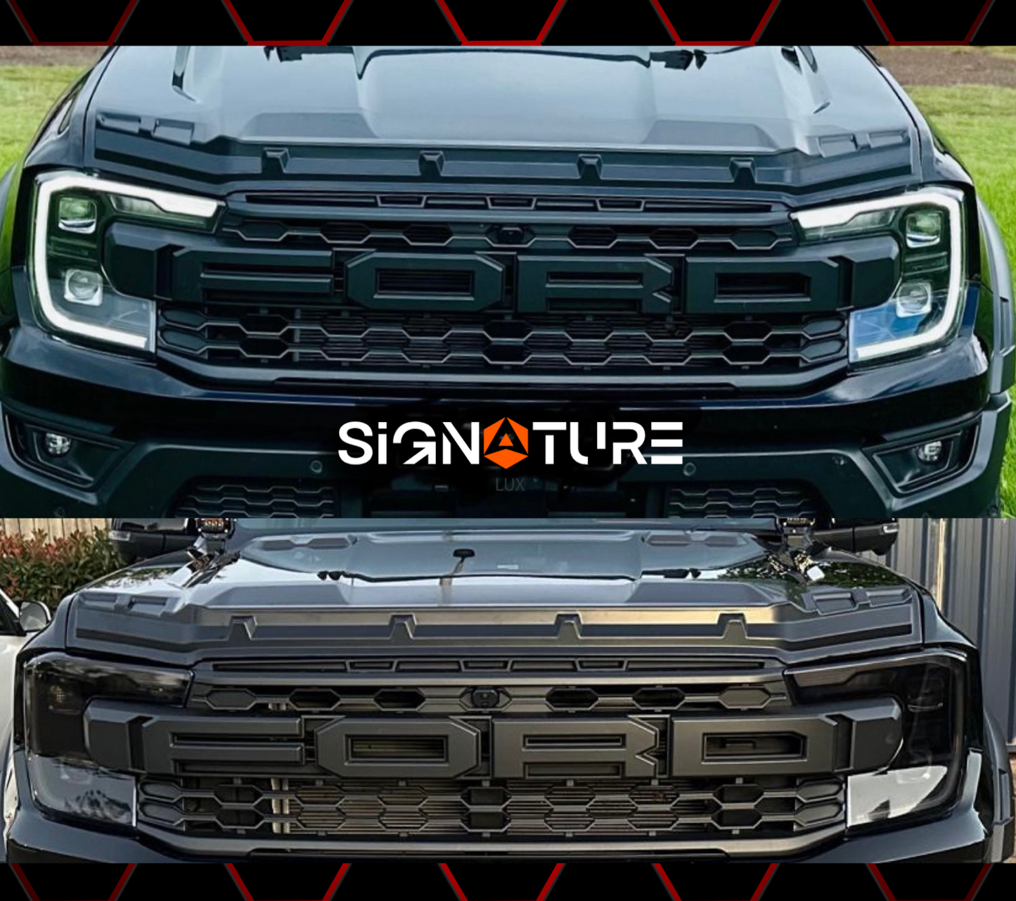 "Smoked" Headlight and Tail Light Trim Package - Ford Ranger and Raptor 2022-2025